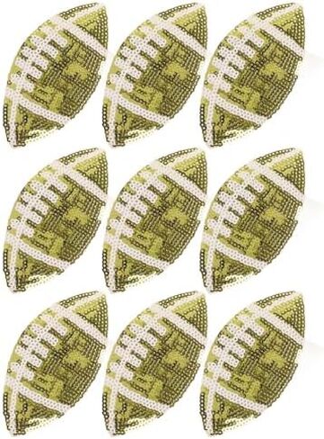 9 Pack Sequin Football Patches,Trucker Hat Patches,Iron on Rugby Fabric Patches for Clothes Sewing Patch for Holes Jeans Dress Backpack Bag Shoe Gameday Decorative Applique (Purple) in Saudi Arabia