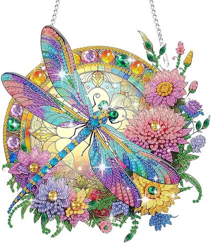 Eeekit Diamonds Painting Suncatcher ، DIY Diamond Art Hanging Ornament ، Double -Side Rhinestone Wall Window Window Hoft in Kuwait