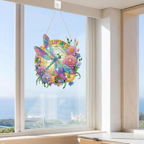 Eeekit Diamonds Painting Suncatcher ، DIY Diamond Art Hanging Ornament ، Double -Side Rhinestone Wall Window Window Hoft in Kuwait