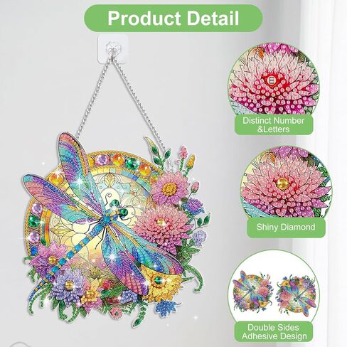 Eeekit Diamonds Painting Suncatcher ، DIY Diamond Art Hanging Ornament ، Double -Side Rhinestone Wall Window Window Hoft in Kuwait