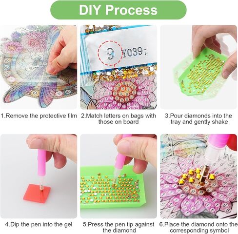 Eeekit Diamonds Painting Suncatcher ، DIY Diamond Art Hanging Ornament ، Double -Side Rhinestone Wall Window Window Hoft in Kuwait