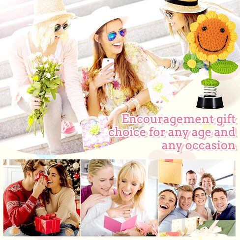 Grevosea Sunflower Car Accessories Dashboard Decorations, Handmade Crochet Shaking Sun Flowers Bobblehead for Car Interior, Cute Desk Ornaments, for Women and Girls (H 5.2 in)(Frog) in Saudi Arabia