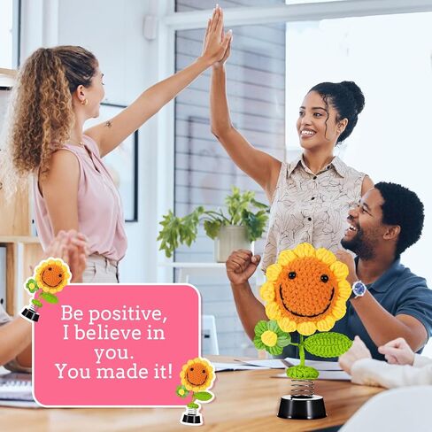 Grevosea Sunflower Car Accessories Dashboard Decorations, Handmade Crochet Shaking Sun Flowers Bobblehead for Car Interior, Cute Desk Ornaments, for Women and Girls (H 5.2 in)(Frog) in Saudi Arabia