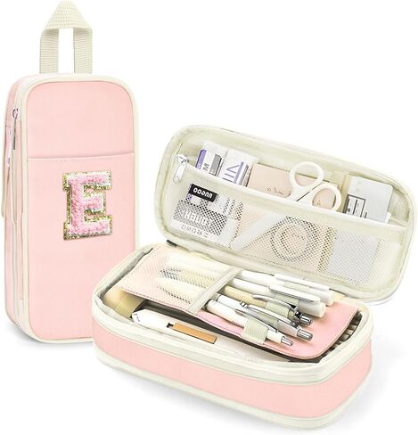 Preppy Pencil Dase for Girls ، حقيبة قلم رصاص أولية كبيرة للومادات المدرسية ، حقيبة قلم وردية محمولة مع سحاب ، صندوق قلم جمالي لطيف ، مقصورات ثابتة للأطفال المراهقين البالغين in Kuwait