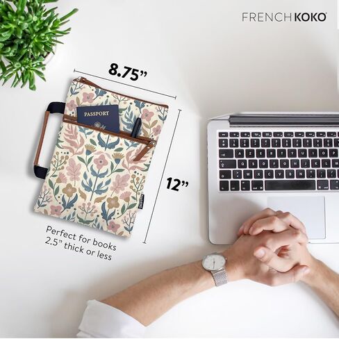 French KOKO 3-Piece Waterproof Book Carrier, Book Protector Pouch with Zipper Pocket and Handle, Paperback Protector Book Carrier Travel Book Cover Case Carrying Case in Saudi Arabia