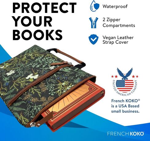 French KOKO 3-Piece Waterproof Book Carrier, Book Protector Pouch with Zipper Pocket and Handle, Paperback Protector Book Carrier Travel Book Cover Case Carrying Case in Saudi Arabia