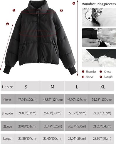 Gihuo Women’s Winter Cropped Puffer Jacket Coat Short Warm Quilted Jacket in Kuwait
