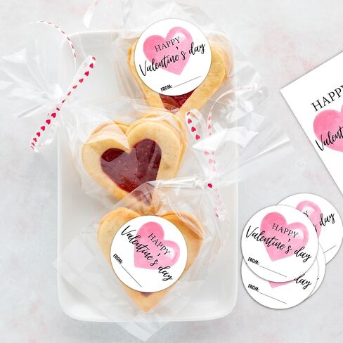 Happy Valentine's Day Sticker Set, Pink Heart Valentine Sticker, 40 Round Label & Rectangular Name Tags Stickers, Valentines Sticker Tags for Snacks Gift Wrapping Classroom Friends- A05 in Kuwait