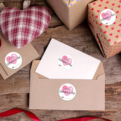Happy Valentine's Day Sticker Set, Pink Heart Valentine Sticker, 40 Round Label & Rectangular Name Tags Stickers, Valentines Sticker Tags for Snacks Gift Wrapping Classroom Friends- A05 in Kuwait
