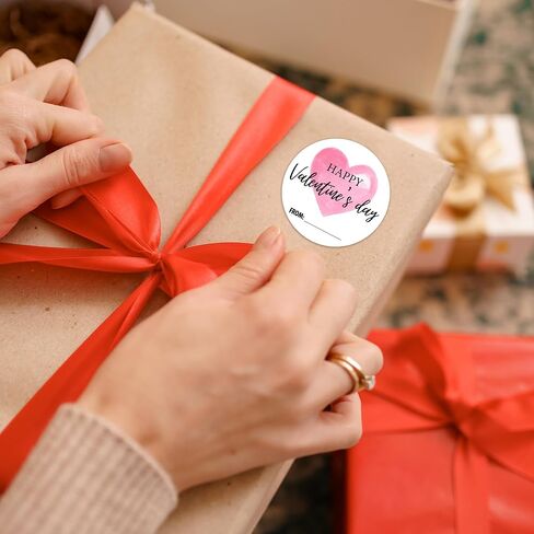 Happy Valentine's Day Sticker Set, Pink Heart Valentine Sticker, 40 Round Label & Rectangular Name Tags Stickers, Valentines Sticker Tags for Snacks Gift Wrapping Classroom Friends- A05 in Kuwait