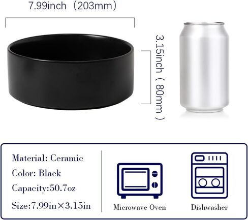 8" Large Capacity Basic Dog Food Bowl Anti-Slip Silicone Bottom Perfect for Medium and Large Breeds Color Black in Saudi Arabia
