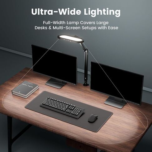 Led Desk Lamps for Home Office, Double-Sided Dimmable Desk Light with Clamp and Remote Control, Swing Arm Architect Desktop Lamp, Computer Light for Video Conference, Zoom Calls, Task, Craft in Saudi Arabia