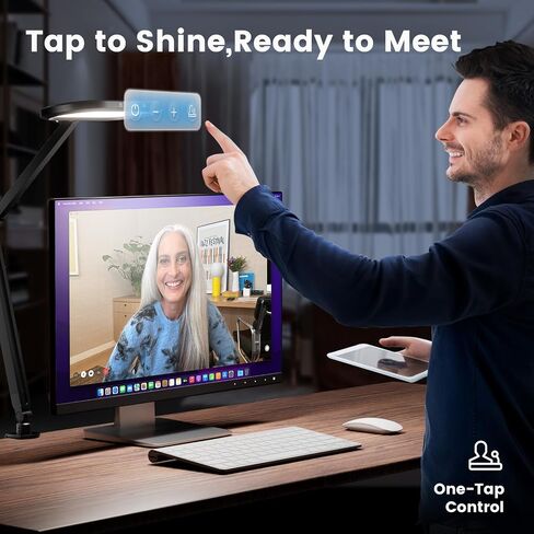 Led Desk Lamps for Home Office, Double-Sided Dimmable Desk Light with Clamp and Remote Control, Swing Arm Architect Desktop Lamp, Computer Light for Video Conference, Zoom Calls, Task, Craft in Saudi Arabia