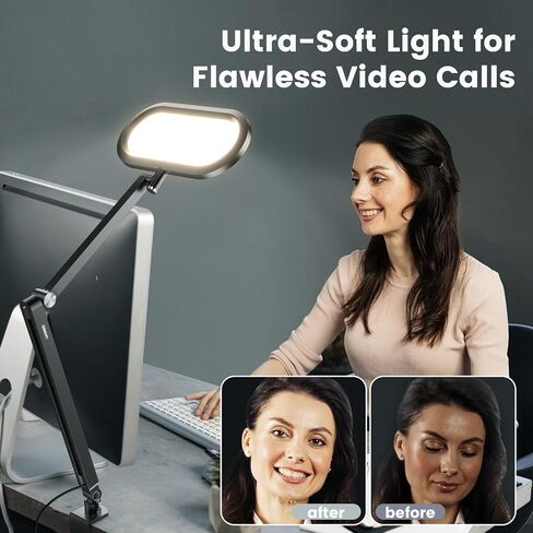Led Desk Lamps for Home Office, Double-Sided Dimmable Desk Light with Clamp and Remote Control, Swing Arm Architect Desktop Lamp, Computer Light for Video Conference, Zoom Calls, Task, Craft in Saudi Arabia