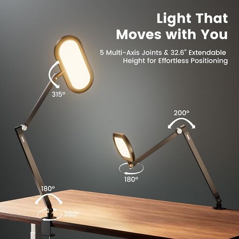 Led Desk Lamps for Home Office, Double-Sided Dimmable Desk Light with Clamp and Remote Control, Swing Arm Architect Desktop Lamp, Computer Light for Video Conference, Zoom Calls, Task, Craft in Saudi Arabia