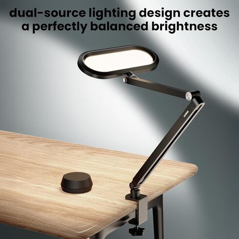 Led Desk Lamps for Home Office, Double-Sided Dimmable Desk Light with Clamp and Remote Control, Swing Arm Architect Desktop Lamp, Computer Light for Video Conference, Zoom Calls, Task, Craft in Saudi Arabia