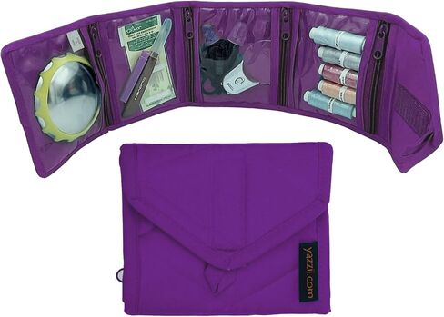 Yazzii Craft Travel Wallet - Portable & Multifunctional Craft Purse - 4 Pocket Holder for Notions, Credit Cards, Jewelry, Accessories, Medicine, & More! Purple in Saudi Arabia