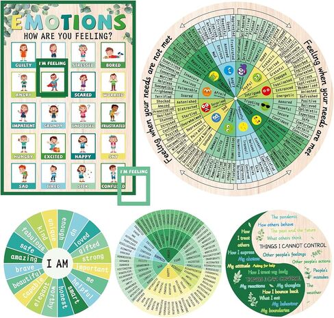 chiazllta 7PCS Feeling Wheel Magnet Large Magnetic Mental Feeling Chart Mood Meter Emotion Therapy Poster Kids Teens Counselor Social Work Magnet for Fridge Office Home School Classroom Decor Supplies in Saudi Arabia