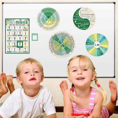 chiazllta 7PCS Feeling Wheel Magnet Large Magnetic Mental Feeling Chart Mood Meter Emotion Therapy Poster Kids Teens Counselor Social Work Magnet for Fridge Office Home School Classroom Decor Supplies in Saudi Arabia