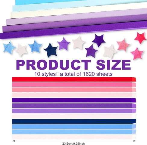 1620 Sheets Star Origami Paper Strips Double -Side 10 Colors Tradient Tradian in Kuwait