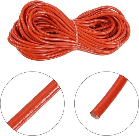 MECCANIXITY Light Coffee Leather Cord, Round Leather String Leather Lace Rope for Necklace, Bracelets, Braiding, Jewellery, Crafts,1.5mm x 20m in Kuwait