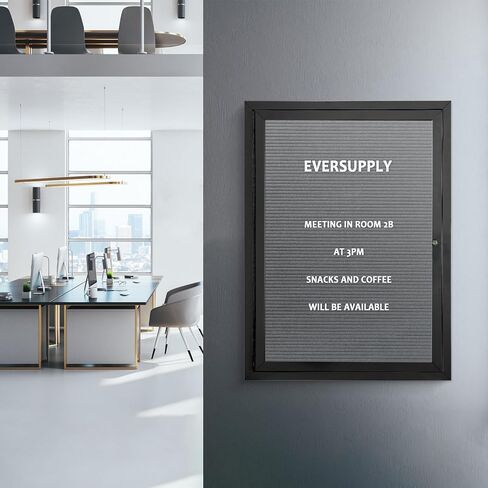 Enclosed Changeable Letter Boards Felt Message Board with Locking Door, Black, Aluminum Frame, 26X20 inches in Saudi Arabia