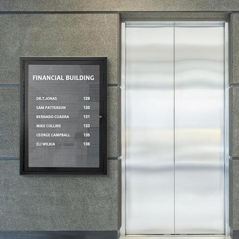 Enclosed Changeable Letter Boards Felt Message Board with Locking Door, Black, Aluminum Frame, 26X20 inches in Saudi Arabia