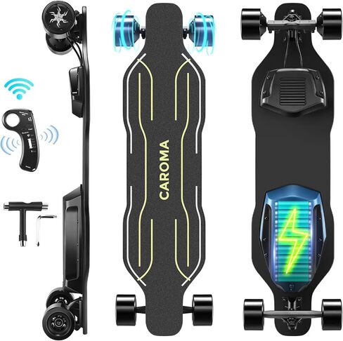 Caroma Electric Skateboards Glow in The Dark, 1200W Powerful Motor, 28MPH Top Speed, 4/6AH Battery, 16/28Miles Max Range, 4 Speed Mode Remote Control, Electric Longboard for Adults&Teens in Saudi Arabia