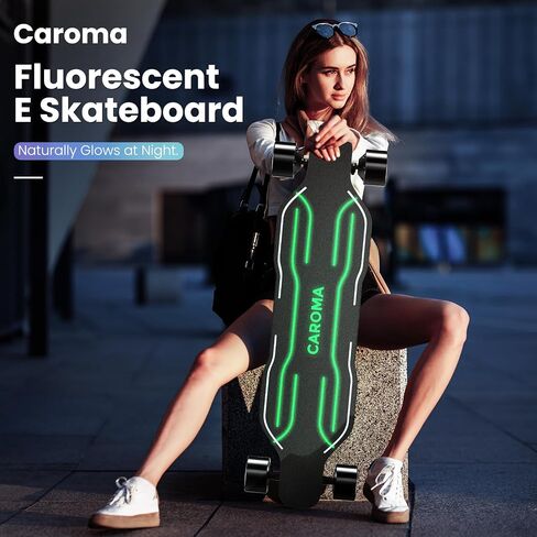 Caroma Electric Skateboards Glow in The Dark, 1200W Powerful Motor, 28MPH Top Speed, 4/6AH Battery, 16/28Miles Max Range, 4 Speed Mode Remote Control, Electric Longboard for Adults&Teens in Saudi Arabia