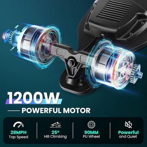 Caroma Electric Skateboards Glow in The Dark, 1200W Powerful Motor, 28MPH Top Speed, 4/6AH Battery, 16/28Miles Max Range, 4 Speed Mode Remote Control, Electric Longboard for Adults&Teens in Saudi Arabia