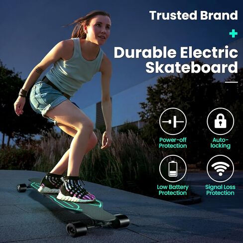 Caroma Electric Skateboards Glow in The Dark, 1200W Powerful Motor, 28MPH Top Speed, 4/6AH Battery, 16/28Miles Max Range, 4 Speed Mode Remote Control, Electric Longboard for Adults&Teens in Saudi Arabia