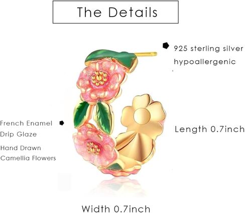 أقراط دائرية من LOVE&CLOVER للنساء على شكل زهرة وردية in Kuwait