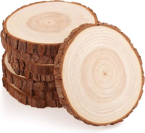 شرائح خشبية غير مكتملة من Fuyit ، 8pcs 5.5-6 بوصة أقراص خشبية طبيعية مع اللحاء للحرف Rustic DIY ، قاعدة الطاولة ، زخرفة الزفاف in Kuwait