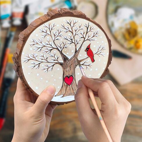 شرائح خشبية غير مكتملة من Fuyit ، 8pcs 5.5-6 بوصة أقراص خشبية طبيعية مع اللحاء للحرف Rustic DIY ، قاعدة الطاولة ، زخرفة الزفاف in Kuwait