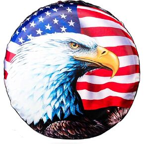 Spare Tire Cover, Wheel Cover with American Flag Eagle Waterproof Dust-Proof for Jeep, Trailer, RV, SUV and Camper Van (14 Inch)