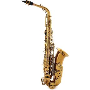 Alto Saxophone - Professional-Grade Instrument with Dark Gold Lacquer Finish - Complete Kit for Beginners and Pros - Includes Mouthpiece, Neckstrap, and Durable Case