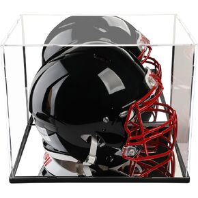 Football Helmet Display Case with Mirror backpanel and Mirror Base,Acrylic Helmet Display Box Full Size,Motorcycle Helmets,UV Protection Clear Dust-Proof Box for Collectibles Memorabilia Storage