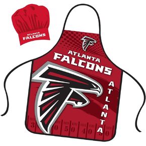 Atlanta Falcons Apron Chef Hat Set Full Color Universal Size Tie Back Grilling Tailgate BBQ Cooking Host