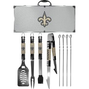 NFL Siskiyou Sports Fan Shop New Orleans Saints Steel Tailgater BBQ Set w/Case 8 piece Gray
