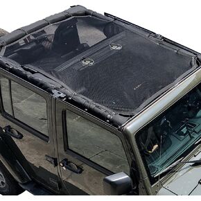 غطاء علوي شبكي كامل من Bestaoo، غطاء علوي من البوليستر يوفر حماية من أشعة الشمس فوق البنفسجية لسيارة Jeep Wrangler JK 2007-2017 بأربعة أبواب، أسود in Kuwait