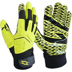 Black Stealth Padded Football Receiver Lineman Gloves Grip Silicone Palms Adult Mens Youth Sticky Boost Your Game