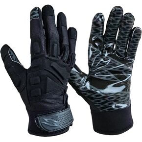 Black Stealth Padded Football Receiver Lineman Gloves Grip Silicone Palms Adult Mens Youth Sticky Boost Your Game