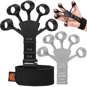 Hand Grip Strengthener Kit,Grip Strength Trainer, Finger Exerciser,Adjustable Resistance Hand Gripper, Finger Resistance Band, Grip Strength Ring & Stress Relief Ball for Athletes & Musicians