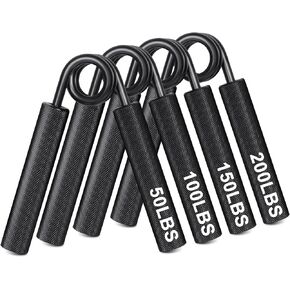 Hand Grip Strengthener 4pcs Set Metal Grip Strength Trainer No Slip Wrist Forearm Strengthener Hand Gripper for Home Gym (50LBS,100LBS,150LBS,200LBS)