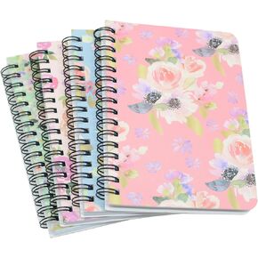Yansanido Spiral Notebook, 4 Pcs A6 Cat Design Thick Hardcover 8mm Ruled 4 Color 80 Sheets -160 Pages Journals for Study and Notes (4 Pcs Cat, A6)