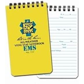 Rite in the Rain Weatherproof EMS Notebook, 3" x 5", Yellow Cover, Vital Stats Pages (No. 112)