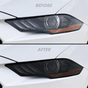 SlickMod PreCut Vinyl Smoke Tint for 2018-2021 Ford Mustang Headlight & Foglight (1. Headlight & Foglight, 20percent Dark Smoke)