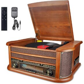 Record Player Vinyl Turntable Stereo Bookshelf Speakers, Vintage Hi-Fi System with Magnetic Cartridge, Built-in Phono Preamp Stereo Speakers with Remote Control