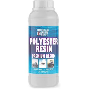 Premium Polyester Resin w/Hardener for Laminating Fiberglass mat, biaxle, Cloth (Quart)
