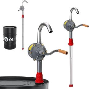 15 to 55 Gallon Drum Pump Rotary Hand Liquid Transfer, Heavy Duty Rotary Barrel Pump, Hand Drum Aluminum Pump for Kerosene, Gasoline Oil Fuel Diesel, Hydraulic Fluid
